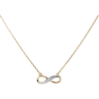Collier signe infini en Or Jaune 750 et Diamant