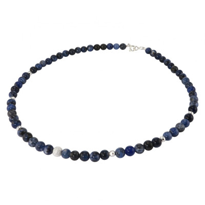 Collier Sodalite 6mm et Argent