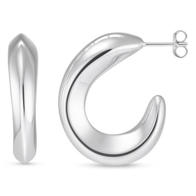 Créoles Argent 925 rhodié galbées 7x31mm