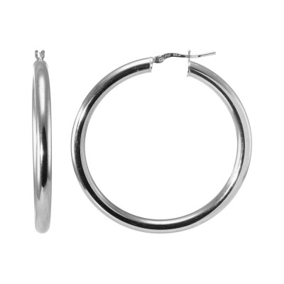 Créoles Argent 925 Rhodié Section Ronde 4mm x 43mm