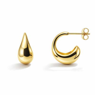 Créoles Argent doré forme goutte 7,5x16mm