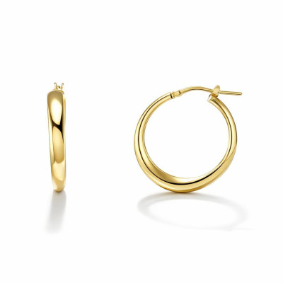 Créoles Argent doré ondulées section ovale 4x26mm