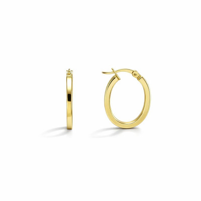 Créoles Argent doré section carrée forme ovale 2x15mm