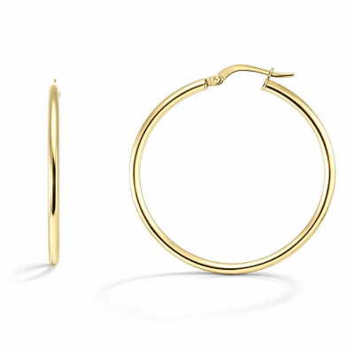 Créoles Argent doré section ronde 3x20mm