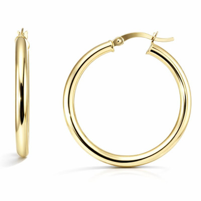 Créoles Argent doré section ronde 3x32mm