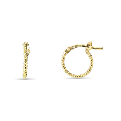 Créoles Argent Doré Texturé Section Ronde 1,2mm x 11mm