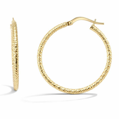 Créoles Argent doré texturées section ronde 2x28mm