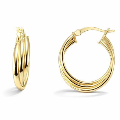 Créoles Argent doré triple anneaux 6,1x20mm