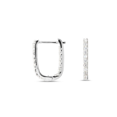 Créoles Argent Rhodié Rectangulaires Oxydes de zirconium 1,8mm x 12mm