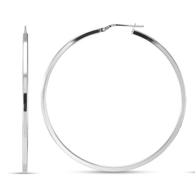Créoles Argent Rhodié Section Carrée 2mm x 55mm