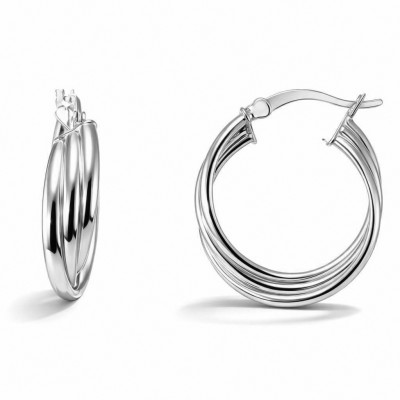 Créoles Argent rhodié triple anneaux 6.1x20mm