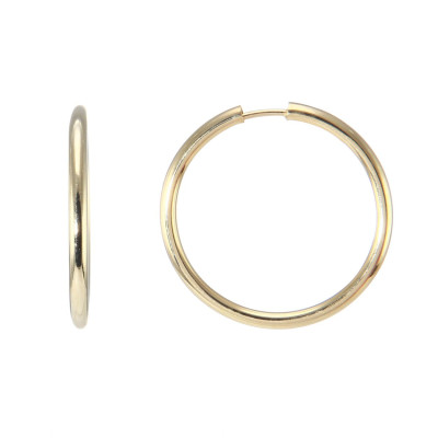 Créoles Or Jaune 375 Section Ronde 1,3mm x 16mm