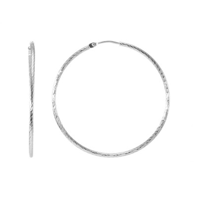 Créoles Texturées Argent 925 Rhodié 1.5mm x 40mm