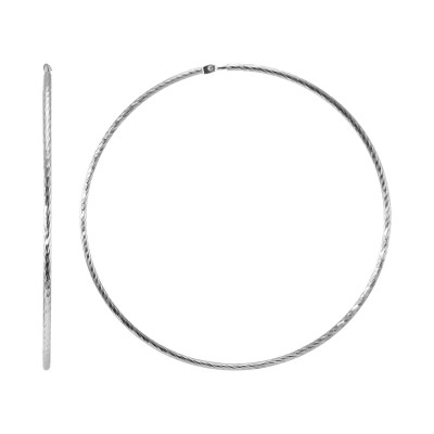 Créoles Texturées Argent 925 Rhodié 1.5mm x 60mm