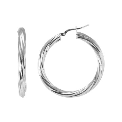 Créoles Torsadées  Argent 925 Rhodié 4mm x 37mm