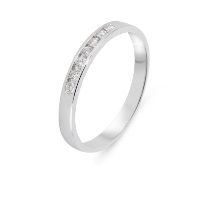Demi alliance Or Blanc 750 Diamant 