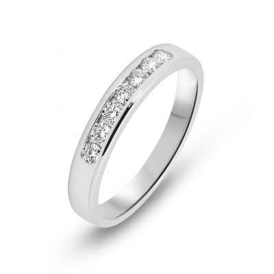 Demi Alliance Or Blanc Diamant 0.25 carat Serti Rail