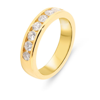 Demi alliance Or Jaune 750 Diamant 0.63 carat Serti Rail