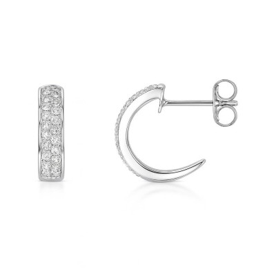Demi créoles Or Blanc 750  Diamant  0.29 carat