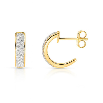 Demi créoles Or Jaune 750  Diamant  0.29 carat