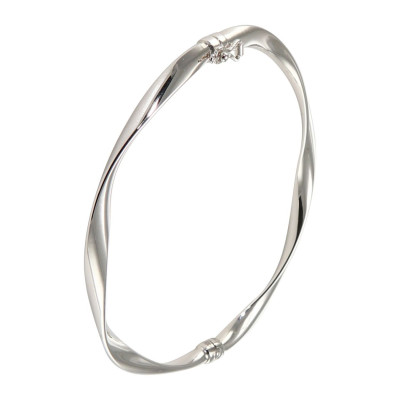 Jonc or blanc torsadé 375 section ovale 3,8