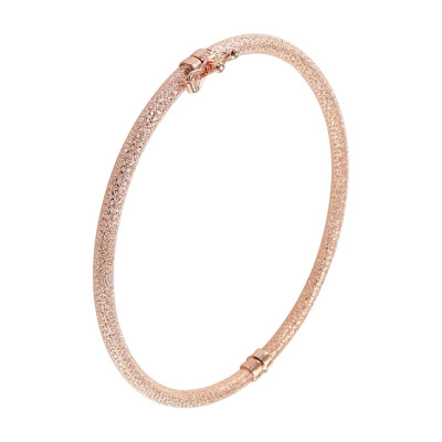 Jonc or rose 375 section ronde martelée 3mm