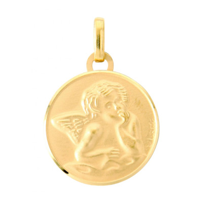 Médaille Ange Ronde en Or Jaune 375 (15mm)