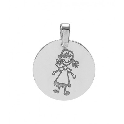 Médaille argent rhodié petite fille
