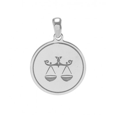 Médaille argent rhodié signe astrologique de la balance