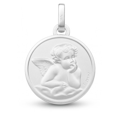 Médaille baptême Ronde en Or Blanc 750 (15mm)