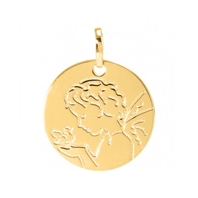 Médaille Moderne Ange et Oiseau en Or Jaune 375 (16mm)