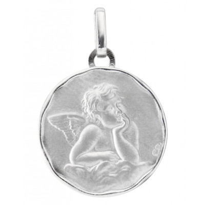 Médaille Or Blanc 750 Ange (17mm)
