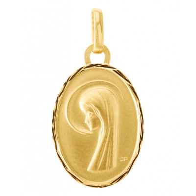 Médaille Ovale vierge en Or jaune 750 (17x12mm)