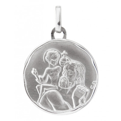 Médaille Saint Christophe Or Blanc (17mm)
