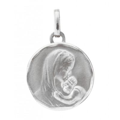 Médaille Vierge à l'enfant en Or Blanc 750 (16mm)
