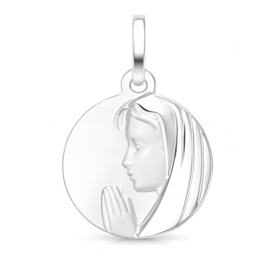 Médaille Vierge en prière en Or Blanc 750