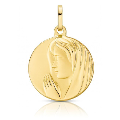 Médaille Vierge en prière en Or jaune 750 (16mm)
