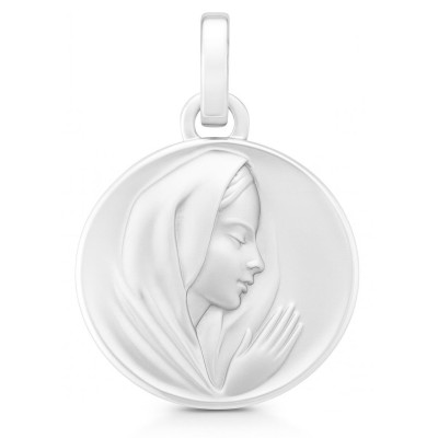 Médaille Vierge pour Bapteme en Or Blanc 750 (15mm)