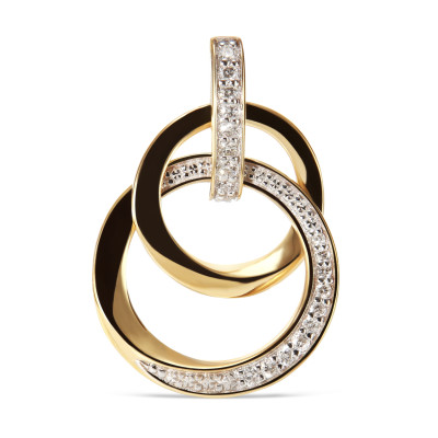 Pendentif 2 Cercles Or Jaune Diamant 