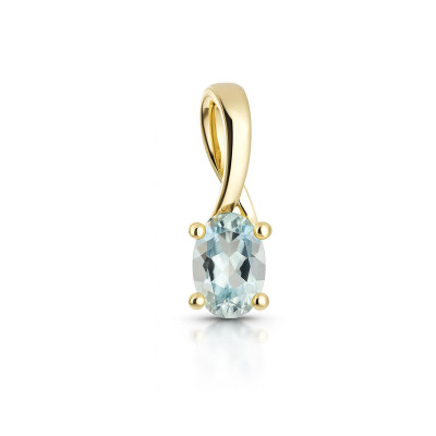 Pendentif  Aigue Marine Ovale 6x4mm Or Jaune 375