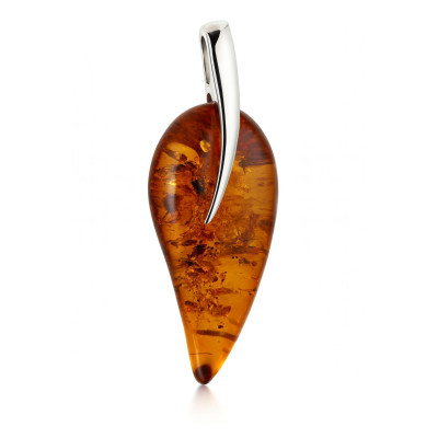 Pendentif Ambre Goutte 24x11mm en Argent 925