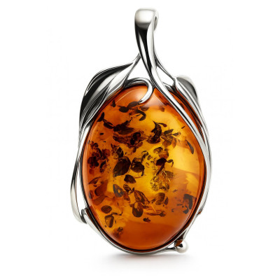 Pendentif Ambre ovale 30x20mm sur Argent 925