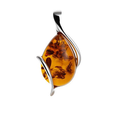 Pendentif Ambre poire 15x10mm en Argent 925