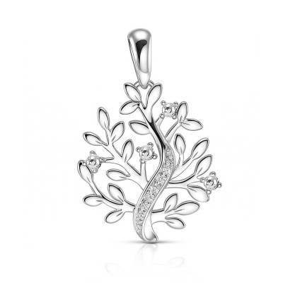 Pendentif Arbre de vie en Or Blanc  750 et Diamants