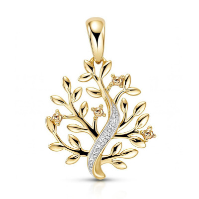 Pendentif Arbre de vie en Or Jaune 750 et Diamants