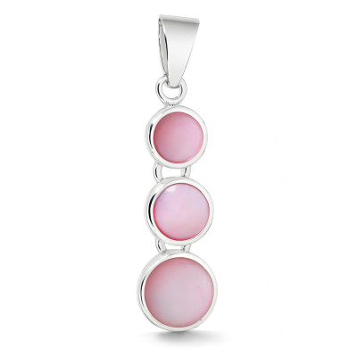 Pendentif Argent 3 Ronds Nacre Rose 
