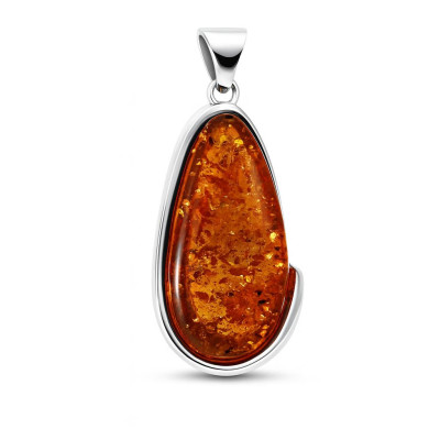 Pendentif Argent 925 Ambre 38x20mm