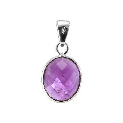 Pendentif Argent 925  Améthyste Ovale facettée 11x9mm