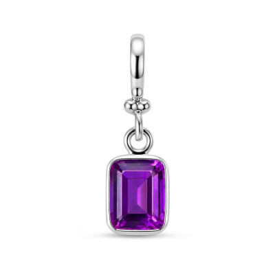 Pendentif Argent 925 Améthyste rectangulaire 8x6mm