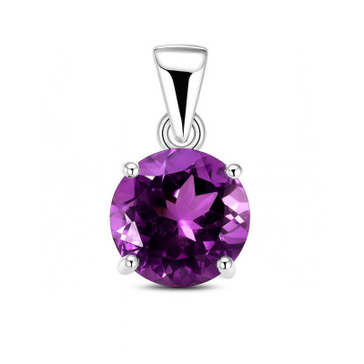 Pendentif Argent 925 Améthyste Ronde 12mm
